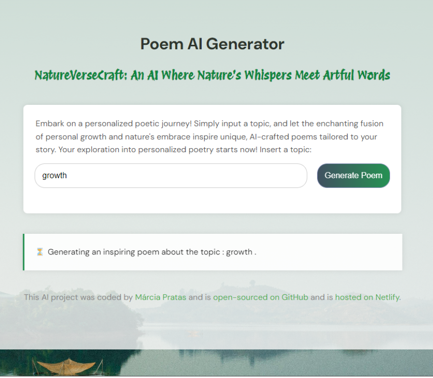 AI Poem Generator Project Preview